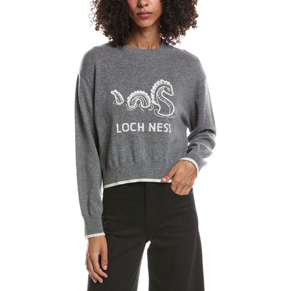 Brodie Cashmere Womens  Nessie Crewneck 100% Cashmere Sweater, Gray